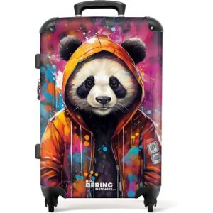 NoBoringSuitcases.com Valises, Valise Soute, Grande Valise, Serrure TSA, Valise Soute 23kg, Valise Rigide, Valise Moyenne Taille, Valise Grande Taille (67cm - 72L), (Panda - Orange) (NoBoringSuitcases, neuf)