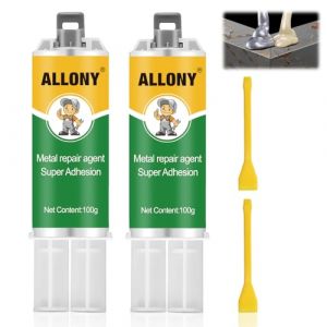 Allony 2 * 100g Soudure a Froid Métal, Colle Metal Extra Forte, Soudure a Froid Aluminium, Colle Haute Temperature pour Acier, Métal, Fonte (ANLUO-OU, neuf)