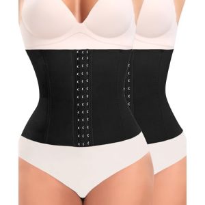 Gaine Amincissante Ventre Plat Femme Invisible Corset Minceur Waist Trainer Serre Taille Body Sculptant (Noir+Noir,XS) (YARRCO, neuf)