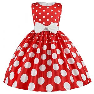 Enfants Robe Filles 1950s Vintage à Pois Rockabilly Swing Robe Années 50 pin-up Audrey Hepburn 50s 60s rétro Robes de soirée Cocktail Anniversaire Fête Mariage (OKrjhu, neuf)