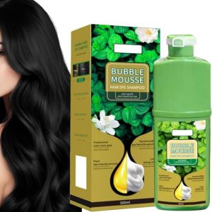 Mousse Colorante Cheveux,Coloration Mousse,Hair Dye Shampoo,Shampoing Moussé Bulle,Moussé Naturelle Pour Cheveux Végétaux,Teinture Chéveux Homme,Pour Couverture Des Chevéux Gris (Nature Noir) (FEIBAO&-Wu, neuf)