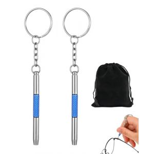HUVZOR 2 Pi&egrave;ce Tournevis &Agrave; Lunettes, 3 En 1 Tournevis Lunettes Opticien Pour Lunettes, Mini Tournevis &Agrave; Deux Bouts, Porte Cl&eacute;s De Poche Pour Lunettes, Montres, bleu (Volumetech OU, neuf)