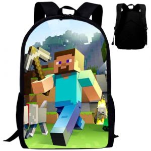 Sacs &agrave; Dos, Minnecraft Enfant Sacs Scolaires 3D Impression Sac &agrave; Dos Anim&eacute; Th&egrave;me Scolaires Cartables &Eacute;tudiant Cartable Imperm&eacute;able L&eacute;ger Sac d'&eacute;cole Anim&eacute; Sac Accessoire pour Enfants (hulijuan, neuf)