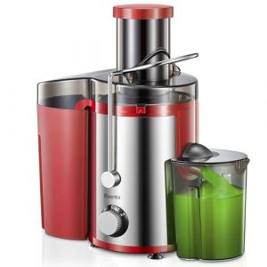 Reemix Centrifugeuse Extracteur de Jus, Centrifugeuse Fruits et Legumes &agrave; 2 Vitesses, 65 MM Large Bouche, Pieds Antid&eacute;rapants, Brosse de Nettoyage Incluse (Rouge, 800W) (shiny Store, neuf)