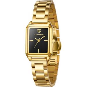 caprock Montre à Quartz pour Femme, Petite Montre rectangulaire pour Femme, Bracelet en Acier Inoxydable, Montre analogique Classique, Montre Tendance, Doré/Noir (QIANYU SHOP, neuf)