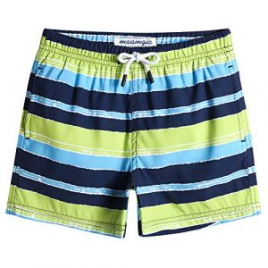 MaaMgic Short de Bains D'Ete Garcons Filles avec Slip Filet Maillot de Bain Enfant à la Plage pour Surfer Carton Conception,Rayures-Bleu Vert,14-16 Ans(14/16) (baohui, neuf)