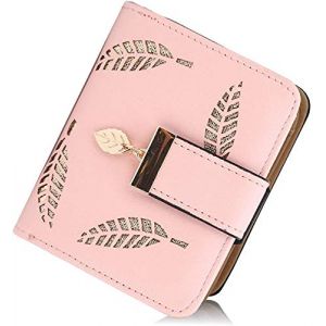 SRXWO Portefeuille pour Femme, Petit Porte Monnaie Cuir Pliable avec Titulaire de la Carte de crédit Cash ID, zippé avec des Cadeaux à glissière pour Fille (Pink) (Treasure Glory, neuf)