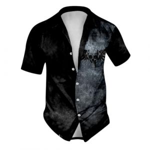 Foweknow Chemise hawaïenne à manches courtes pour homme - Motif tête de mort - Costume d'Halloween - Chemise hawaïenne légère et respirante - Chemise à col montant - Design personnalisé - Chemise de (ROTPMS, neuf)