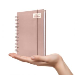 Agenda journalier 2026 avec anneaux, format 11 x 16 cm, parfait pour les rendez-vous et le travail - Couverture rigide &eacute;l&eacute;gante, design fonctionnel, agenda en italien de janvier &agrave; d&eacute;cembre (2026 sable (Powersell ITA, neuf)