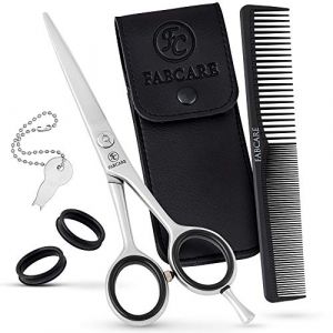 FABCARE Ciseaux &agrave; effiler professionnels avec peigne et &eacute;tui &ndash; Ciseaux &agrave; d&eacute;s&eacute;paissir en acier &agrave; haute r&eacute;sistance avec vis de pr&eacute;cision &ndash; 12,7 cm &ndash; Modelage extr&ecirc;mement tranchant (FABCARE, neuf)