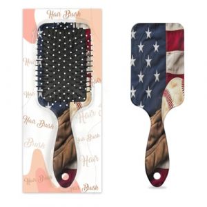 Brosse &agrave; cheveux vintage en forme de batte de baseball, drapeau am&eacute;ricain, baseball, humide et sec, coussin d'air, brosse &agrave; cheveux d&eacute;m&ecirc;lante en plastique pour enfants, adultes, cadeau de rentr&eacute;e (Lucky Betty, neuf)