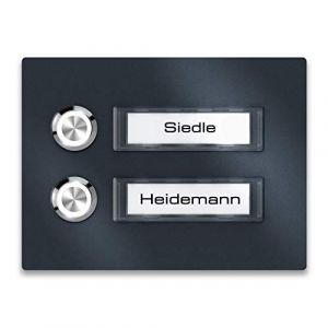 Metzler&reg; sonnette ext&eacute;rieure en inox V2A avec LED et plaques de nom interchangeables anthracite RAL 7016 &ndash; montage facile, fixation antivandale, pi&egrave;ces d&eacute;tach&eacute;es 10 ans, design fa&ccedil;ade (Metzler GmbH, neuf)