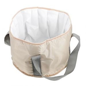 Beaupretty 1 Pc seau pliant seau &agrave; pied bouteille trempeur r&eacute;cipient lavage seau pliable rangement pliable bassin d'eau pliant de voyage bassin de trempage des pieds Serg&eacute; de polyester Beige (lorianca, neuf)