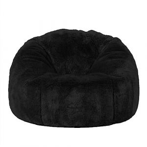 Chaises Pouf for Adultes Enfants (Sans Remplissage), 2.3-5ft Housse Pouf Poire en Fausse Fourrure pour Salon Chambre Moelleux Housse de Canap&eacute; Ottoman Relax Lounge Futon(Black,5ft-D150cm-cover) (BiaoChuang.YS, neuf)