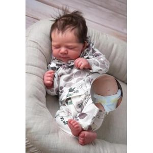 Zero Pam Bebe Reborn Fille, Poupee Silicone, 48CM Bebe Reborn Fille Silicone Plein Corps,comme Une Vraie Poupée, avec des Cheveux Implantés, des Accessoires Et des Vêtements. (Estotrade, neuf)