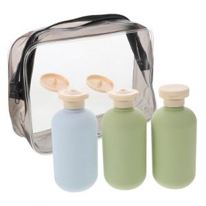 Healvian 3 pi&egrave;ces Set de Flacons de Voyage &Eacute;tanches Souple Contenants R&eacute;utilisables pour Shampooing Lotion et Soins Kit Portable Hygi&egrave;ne pour Avion et Voyage (Pxinyao, neuf)