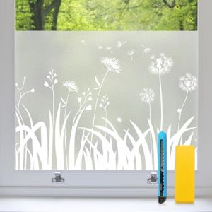 Zindoo Film Fenetre Anti Regard Film Occultant Fenêtre Motif Pissenlit Dépoli 44.5 × 200cm Opaque Bon Intimité Anti UV Anti Chaleur Non Adhesif pour Chambre Salon Salle de Bain Bureau (Sunnylife-EU, neuf)