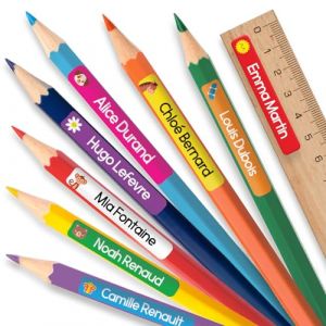 195 Étiquette Stylo Personnalisé pour l'École – Etiquettes Autocollantes Personnalisées pour Fournitures Scolaires – Étiquettes Prénom Imperméables (VIOLET) (MELU Kids, neuf)