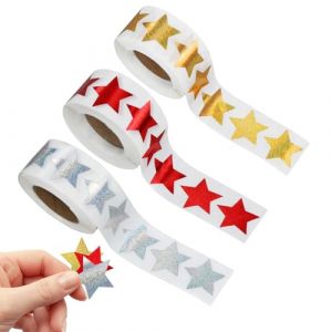 1500 Pi&egrave;ces/3 rouleaux Gommettes &Eacute;toiles Autocollants Brillantes, Gommettes Noel enfant, Color&eacute;s, Pastilles Autocollantes pour R&eacute;compense Enseignant &Eacute;tudiants Calendrier DIY d&eacute;coration (KANGMUKEJI, neuf)