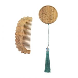 PACKOVE 1 Ensemble Miroir rond de peigne sculpté peigne vintage miroirs à main en bois peigne miroir de maquillage rétro miroir et peigne de poche vintage Brown (Spring TU, neuf)