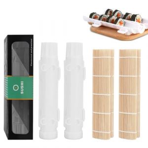 IKOPFLN 2 pièces Ensemble de fabrication de sushis, machine à rouleaux de sushi pour débutants, bazooka à sushi, moule à boulettes de riz, moule à sushi, kit sushi maki complet (IKOPFLN, neuf)