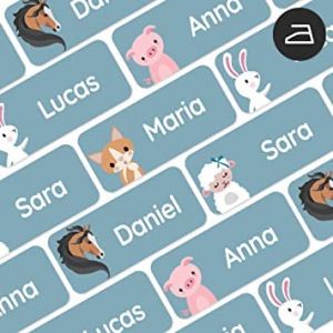 My Nametags&reg; 56 &Eacute;tiquettes Thermocollantes Personnalis&eacute;es | &Eacute;tiquettes V&ecirc;tement Enfant &agrave; Repasser Imperm&eacute;ables et Lavables en Machine | Pour l'&Eacute;cole, la Cr&egrave;che ou la Maison de Retraite | Animaux, Bleu (My Nametags, neuf)