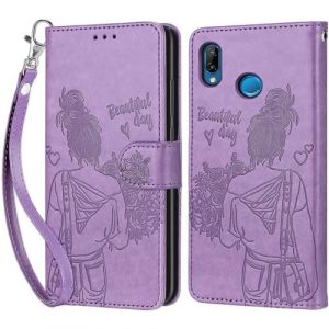 Coque pour Huawei P20 Lite, Housse Etui Portefeuille Cuir Multifonction, Fermeture Magn&eacute;tique &agrave; Clapet Anti-Choc Compatible avec Coque Huawei P20 Lite Book - Violet (KENHONER, neuf)