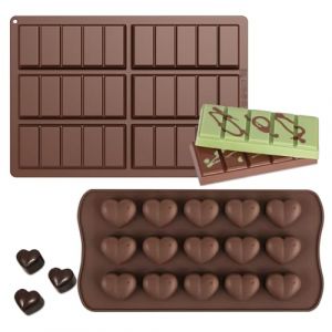XOXVURI 2 Pi&egrave;ces Moule Tablette Chocolat Coeurs Et Rectangles Moules &Agrave; Chocolat En Silicone Profond Pour Chocolat Duba&iuml; Chocolat Chocolat Moule &Agrave; Chocolat Moule &Agrave; Chocolat Moule &Agrave; Chocolat Praline (FASHU GNAHZ LTD, neuf)