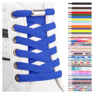 SULPO Lacets chaussures avec fermeture rapide en métal - Lacet elastique adulte et enfant - Lacets elastique plats sans noeuds pour les baskets, converse, sneakers - No Tie Lacets silicone (Simon78000, neuf)