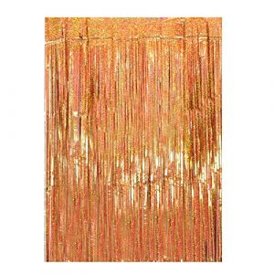 Drucilla Rideaux à lamelles scintillantes - Rideau à paillettes - Franges en aluminium - Serpentins métalliques - Fond pour fête, photo, décoration d'anniversaire de mariage - 1 m x 2 m - Or rose (TECHPRO HOME, neuf)