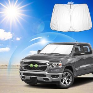 Ruiya pour 2019-2024 Dodge RAM 1500 Pare-Soleil de Pare-Brise de Voiture, Pare-Brise-Soleil Couverture Pare Soleil Visière de Pare-Brise Anti UV Pare Brise Avant RAM 1500 Accessoires (YEEP IN, neuf)