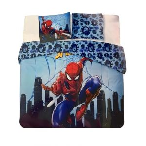 Parure Housse de Couette en Spiderman - 1 Housse de Couette 240 x 220 Cm + 2 taies d'oreiller 65 X 65 cm - 100% Coton (Parure de lit Spiderman 2 Personnes - 240 X 220 Cm) (LICENCE UNVER, neuf)