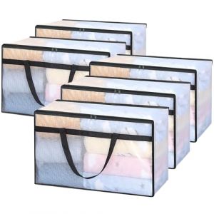 Vieshful Lot de 5 Sacs de Rangement Transparent 60L avec Fermeture &Eacute;clair et Poign&eacute;es &ndash; Grand Sac de Rangement V&ecirc;tement, Couette, Drap de Lit, Id&eacute;al pour D&eacute;m&eacute;nagement, Penderie et Sous-Lit (Vieshful Direct, neuf)