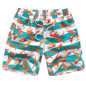 FedMois Short de Bain pour Gar&ccedil;on et Enfant Maillot de Bain avec Slip Int&eacute;rieur en Filet S&eacute;chage Rapide, Orange, 3-4 Ans (FedMois Store, neuf)