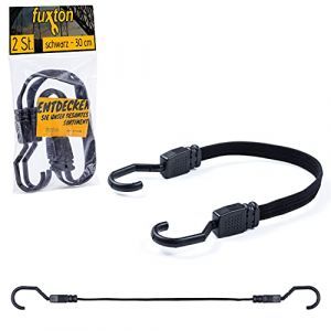 fuxton 4 tendeur Plat, tendeurs Elastique avec Crochets 60 cm Noir (Courroie de Tension, Courroie à Bagages) pour Porte-Bagages, Voitures, Camping et Motos (wetalo, neuf)