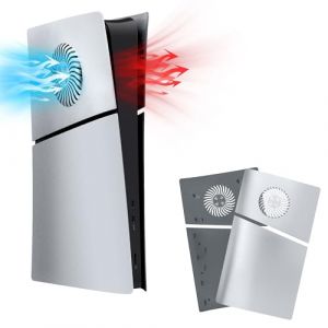 Mcbazel PS5 Slim Faceplate Remplacement ABS Housse de Protection de Façade Accessoires de Ventilation pour Playstation 5 Slim Digital Edition - Argent(Non pour PS5/PS5 Pro) (TransChased, neuf)