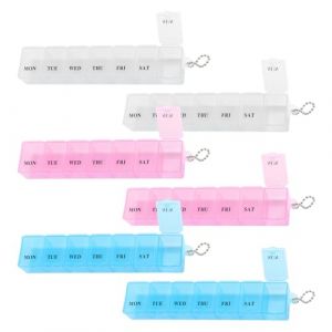 6 Pi&egrave;ces Rangement Tri&eacute; Pilulier Semainier 7 Jours, Transparent Pilulier de Voyage Hebdomadaire, 3 Couleurs Organiseur Pilule avec Cabine, Boite Medicaments pour les Vitamines les Huiles de Poisson (HonJing, neuf)