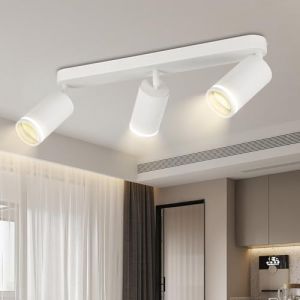 CHENBEN Plafonnier Led 3 Spots,Compatible GU10,Spots de Plafond avec Anneaux Orientable Moderne Noir &eacute;clairage de Plafond Convient &agrave; La Chambre &agrave; Coucher Au Salon et &agrave; La Cuisine (Sans Ampoules) Blanc (CHENBEN Lighting Store, neuf)