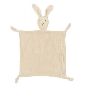 ZIGJOY Couverture de sécurité pour bébé Mousseline de Coton Nouveau-né Consolateur Doudou bébé pour Filles garçons Unisexe Grand Cadeau pour Tout-Petits Enfants Beige Lapin (TURMIN, neuf)
