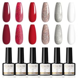 ROSALIND Vernis Semi Permanent Rouge Or Argent Paillet&eacute; Blanc Vernis Gel 6 Couleurs 8ml Soak Off Nail Polish UV/LED Vernis &agrave; Ongles Pour Manucure DIY, Studio de Manucure (MEISITEMAOYI, neuf)