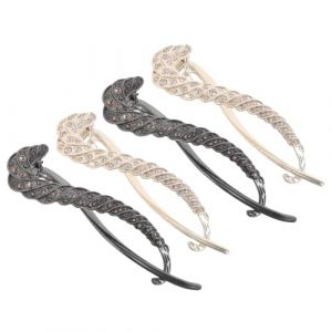 FOMIYES 4 Pi&egrave;ces Barrettes &agrave; Strass R&eacute;tro &Eacute;pingles &agrave; Cheveux Brillantes pour Filles et Femmes Accessoires L&eacute;gers pour Queue de Cheval Mariage Bal et Soir&eacute;e (Family&Personal, neuf)