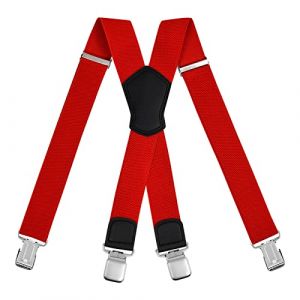 ACWOO Bretelles Homme, Réglable Élastiques Hommes Bretelles, 4 clips Heavy Duty X Suspenders Style Bretelles, Sangle Pantalon Bretelles pour Hommes et Femmes, Empêche les Plis de la Blouse (Rouge) (AOGOE-EU, neuf)