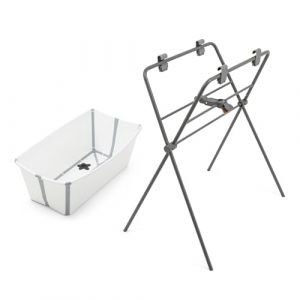 Stokke Flexi Bath (Blanc) + Support Flexi Bath - Baignoire pour b&eacute;b&eacute;s jusqu'&agrave; 10 kg - Pliable, durable et facile &agrave; ranger - Pratique &agrave; utiliser &agrave; la maison ou en voyage (reCommerce Brands, neuf)