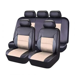 Housses de Si&egrave;ge de Voiture c Peugeot 208 2012-2025, Cuir Avant et Arri&egrave;re Si&egrave;ge Ensemble Respirant Interieur Accessoire,A/Black Beige (sword warrior kong shop, neuf)