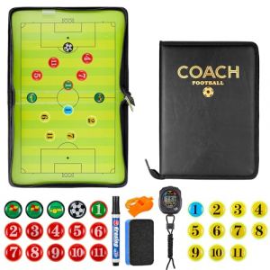 JIZZU Tableau Football Tactique Pliable, Entraîneur Football Tableau magnétique, Entraînement Tableau Tactique avec Grandes Figurines d'échecs magnétiques, chronomètre, sifflet, éponge, marqueur (Li Cizhen trading company, neuf)