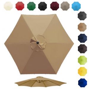 Toile De Rechange Pour Parasol De 200cm 270cm 300cm 6/8 Baleines, Auvent De Rechange Pour Parasol D'extérieur, Polyester Anti Uv 50+, Résistant À La Décoloration(Color:Khaki,Size:6 ribs-2m(6.5ft)) (banshandaoren, neuf)