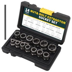 Lot De 14 Extracteurs D'Écrous, Extracteur De Vis, Extracteur Ecrou Antivol, Jeu De Douilles Spiralées, Extracteur Boulon Antivol Pour Boulons, Écrous Et Vis Endommagés Et Rouillés (6,35-19 mm) (IKSETERATA, neuf)