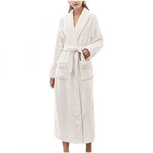 NSICBMNO Robes de chambre longues pour femmes UK Peignoirs moelleux Peignoirs de bain en polaire Pyjamas d'hiver Robe de chambre de luxe en velours pour dames Cardigans &eacute;pais Robe en peluche avec (NSICBMNO - IUsure, neuf)