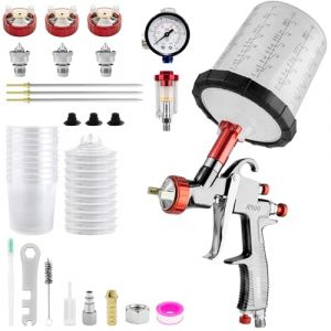 R500 LVLP Pistolet &agrave; Peinture avec 3 Buses 1,3mm 1,7mm 2,0mm et Bol M&eacute;langeur 650 ML, Pistolet &agrave; Peinture pour Voitures avec Accessoires de pulv&eacute;risateur de Peinture (wangyuchaoSHOP, neuf)