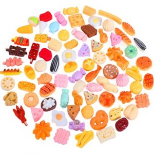 Jouets de Miniatures Alimentaires, Mini Nourriture Jouet, Nourriture Miniature 1/12 Accessoires de Cuisine Miniatures pour Maison de Poupée avec Pain Gâteau Riz Oeufs Fruits Hamburger (yajimaoyi, neuf)